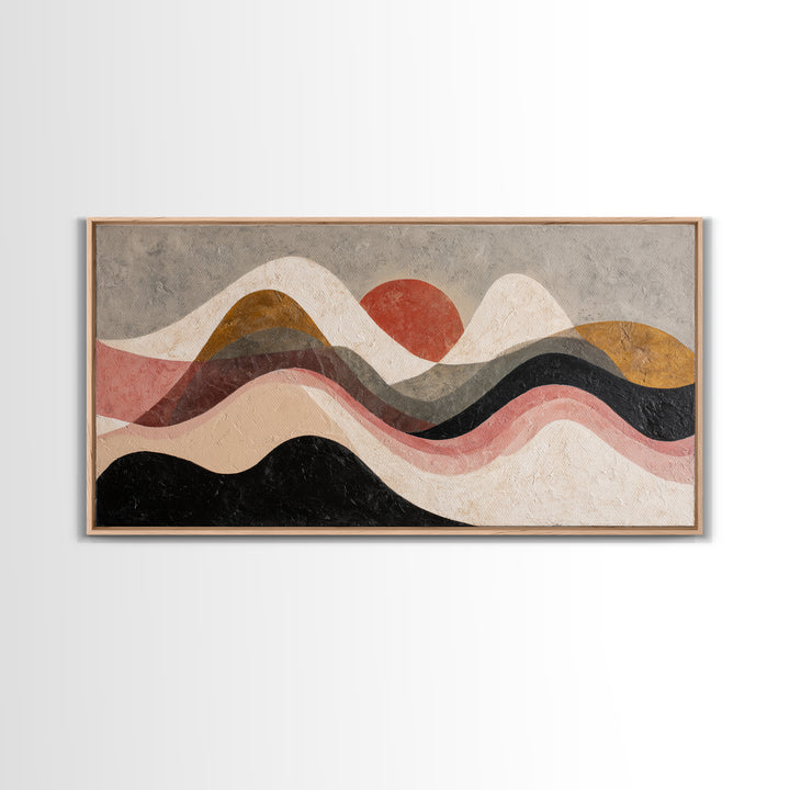 Thin Line Mountain Framed Canvas Print, Minimalist Art, Poster, Living Room Decor, Fine Art, Minimal, Boho, Canvas Tote Bag, MIN-2x1-46