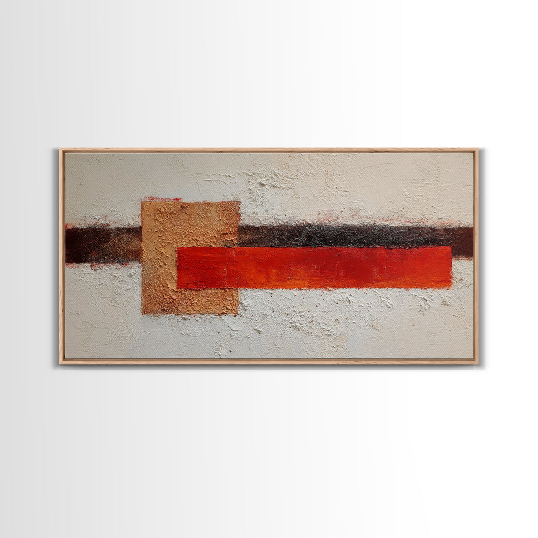 One Red Square Balanced Framed Canvas Print, Minimalist Art, Minimalist Decor, Living Room Decor, Minimal, Digital Wall Art, MIN-2x1-6