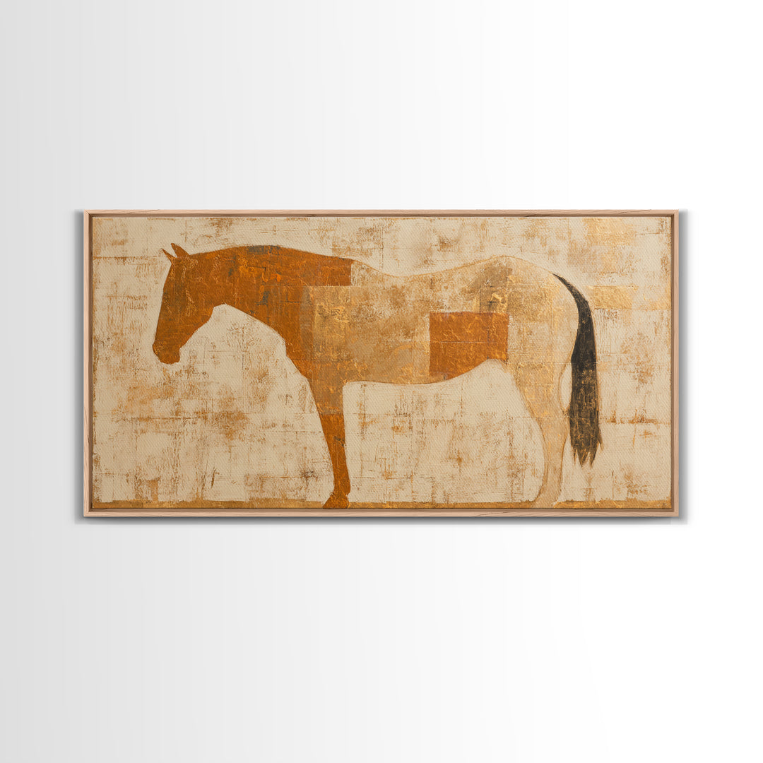 Minimal Horse Contour Canvas Print, Minimalist Art, Wall Art, Living Room Decor, Oil Painting, Minimal, Large Wall Art, MIN-2x1-62
