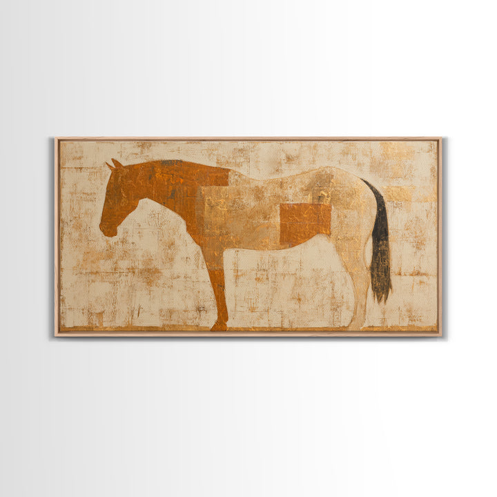 Minimal Horse Contour Canvas Print, Minimalist Art, Wall Art, Living Room Decor, Oil Painting, Minimal, Large Wall Art, MIN-2x1-62