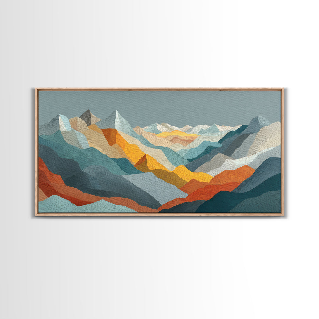 Thin Line Mountain Canvas Print, Minimalist Art, Art Print, Living Room Decor, Oil Painting, Minimal, Abstract Wall Art, MIN-2x1-70