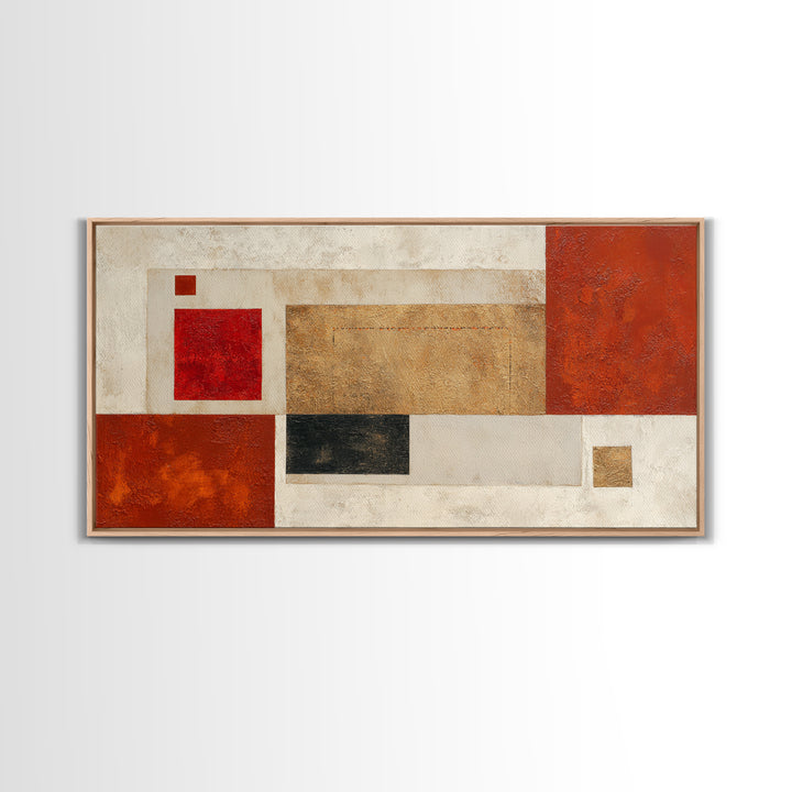 One Red Square Balanced Canvas Print, Minimalist Art, Wall Decor, Living Room Decor, Fine Art, Minimal, Abstract Art, MIN-2x1-78