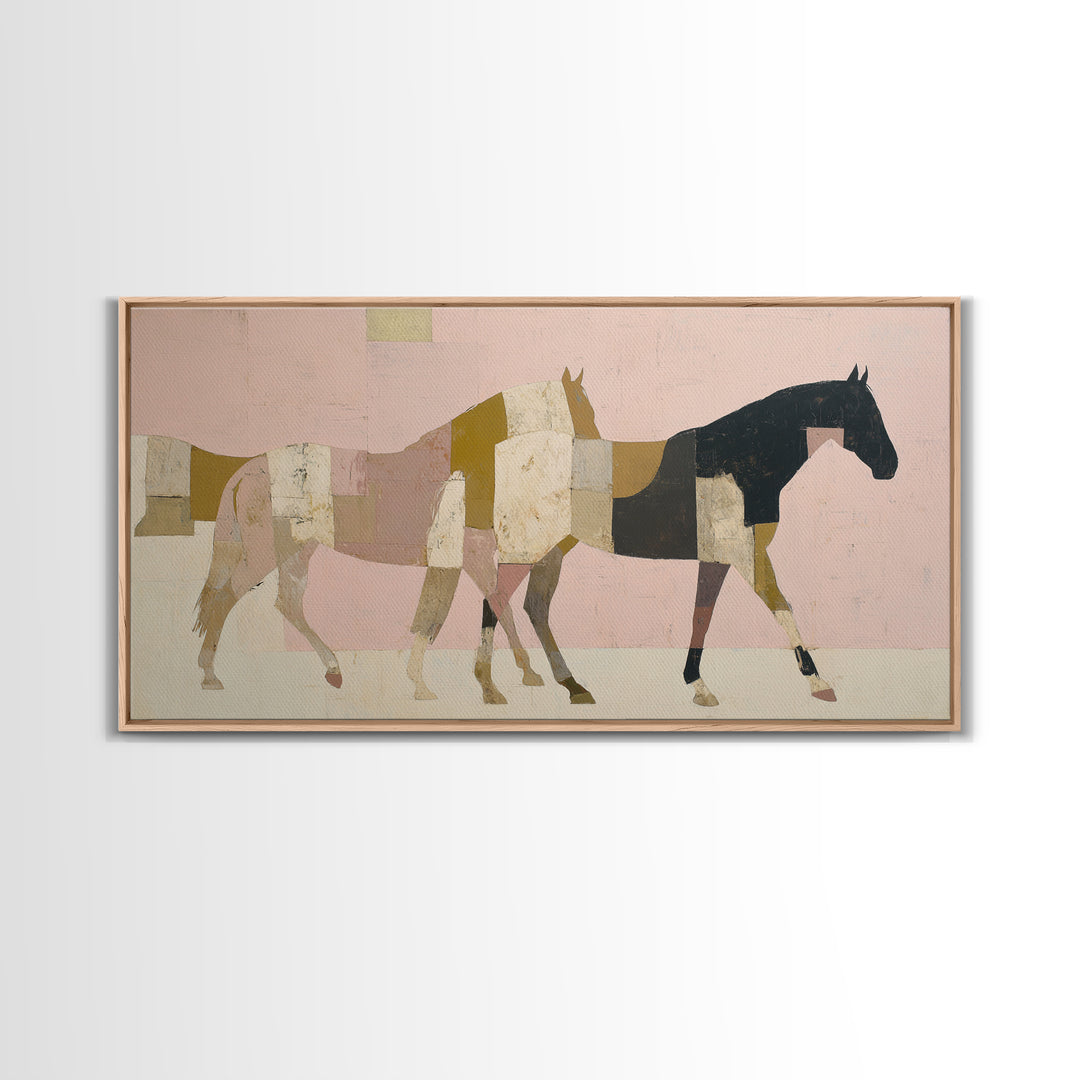 Minimal Horse Contour Framed Canvas Print, Minimalist Art, Digital Prints, Living Room Decor, Fine Art, Minimal, Printable Art, MIN-2x1-86
