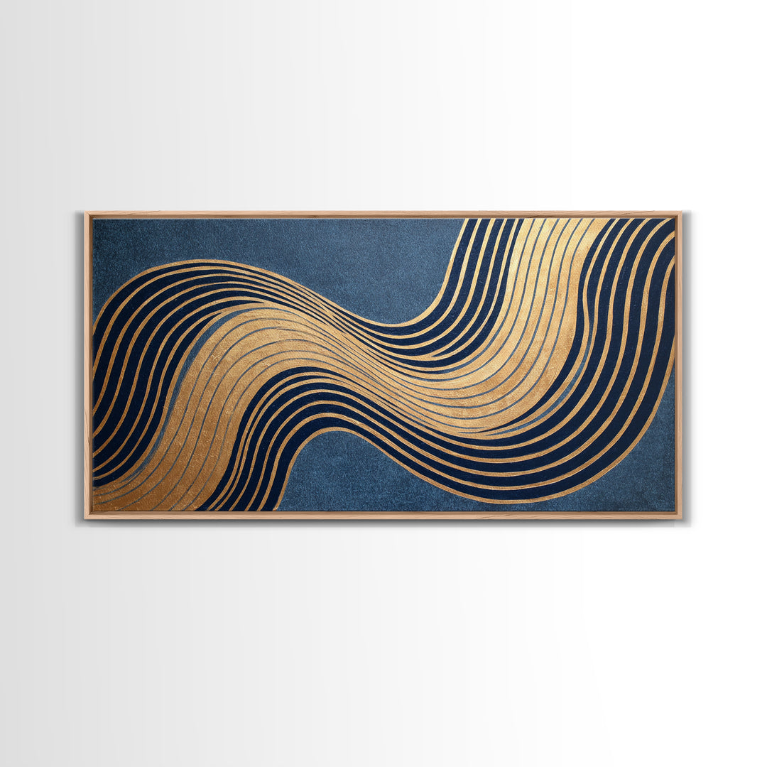 Minimal Abstract Wave Line Framed Canvas Print, Minimalist Art, Wall Decor, Living Room Decor, Abstract Art, Minimal, MIN-2x1-9