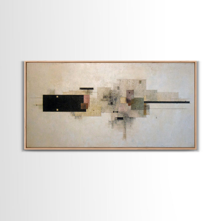 Calm Rectangle Composition Framed Canvas Print, Minimalist Art, Boho, Living Room Decor, Oil Painting, Minimal, MIN-2x1-92