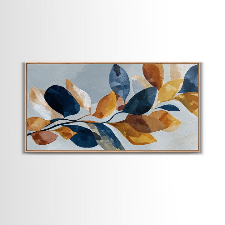 Minimal Branch Silhouette Framed Canvas Print, Minimalist Art, Neutral Decor, Living Room Decor, Oil Painting, Minimal, MIN-2x1-95