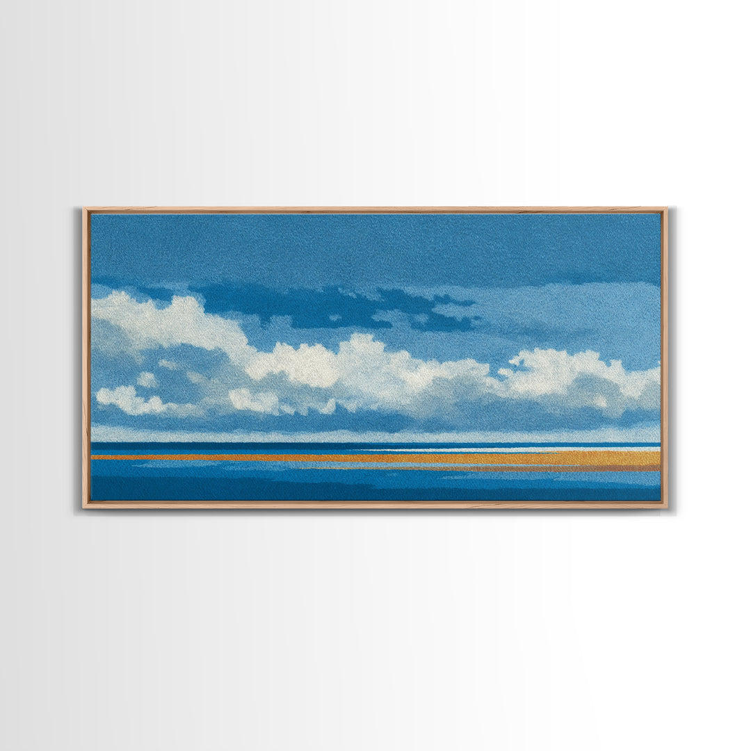 Simple Blue Horizon Canvas Print, Minimalist Art, Printable Wall Art, Living Room Decor, Fine Art, Minimal, Abstract Wall Art, MIN-2x1-98