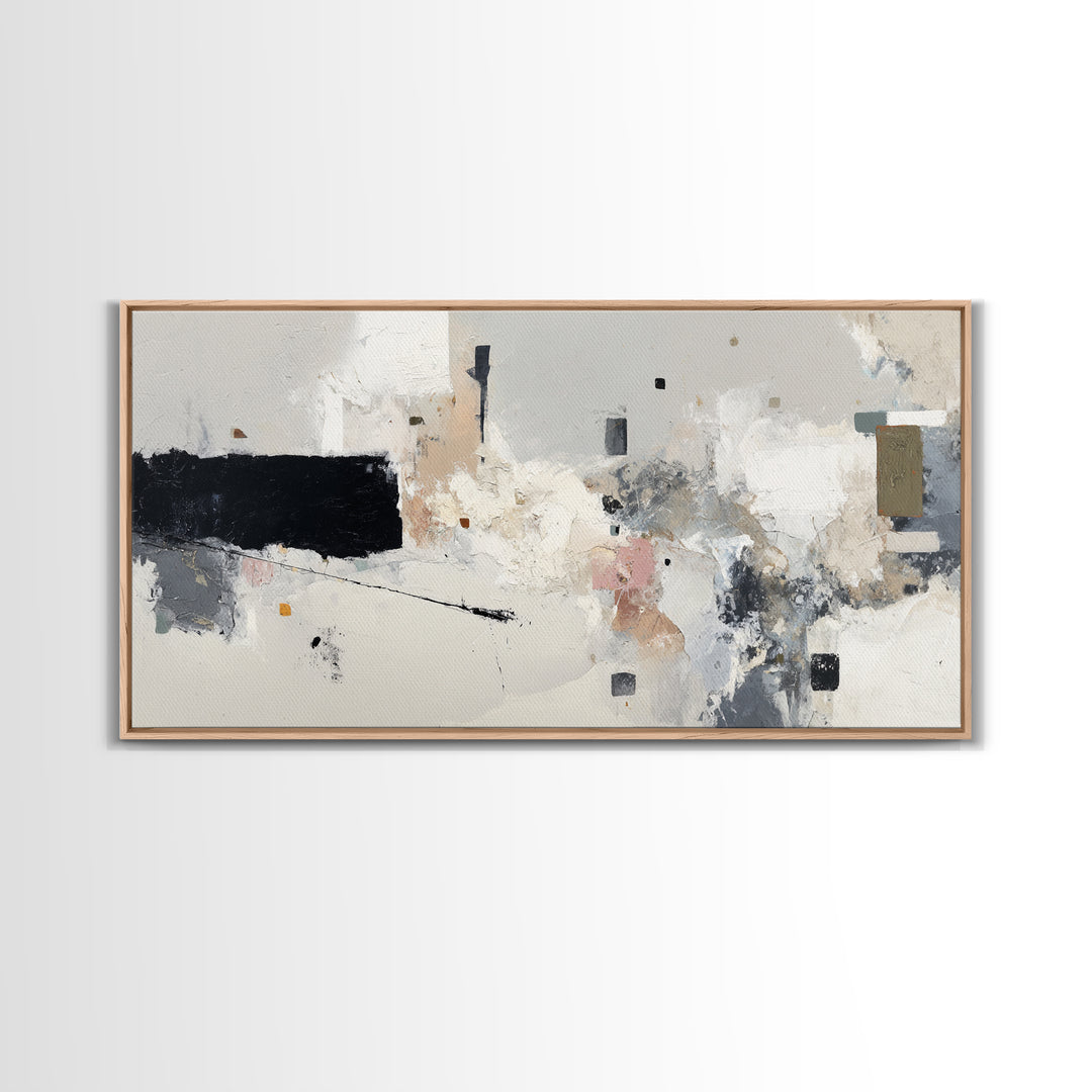 Small Black Bird Crossing White Space Framed Canvas Print, Minimalist Art, Digital Print, Living Room Decor, Fine Art, Minimal, MIN-2x1-99