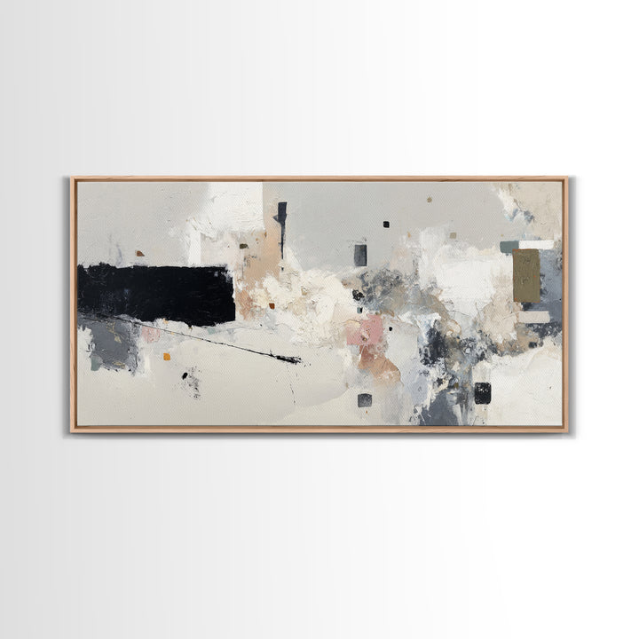 Small Black Bird Crossing White Space Framed Canvas Print, Minimalist Art, Digital Print, Living Room Decor, Fine Art, Minimal, MIN-2x1-99