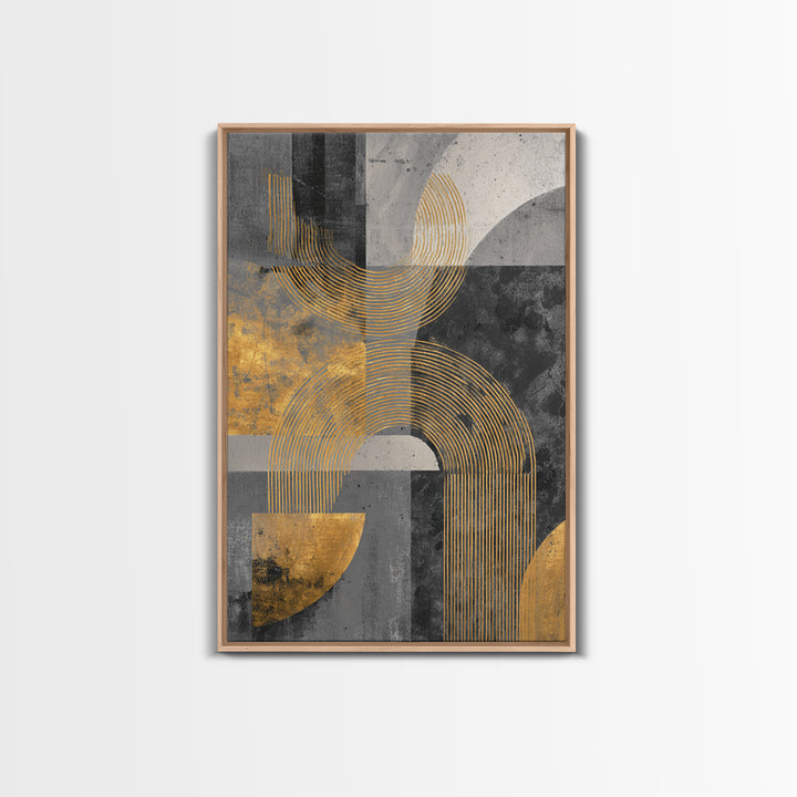 Single Gold Line Curve on Charcoal Framed Canvas Print, Minimalist Art, Art Print, Living Room Decor, Fine Art, Minimal, MIN-2x3-1