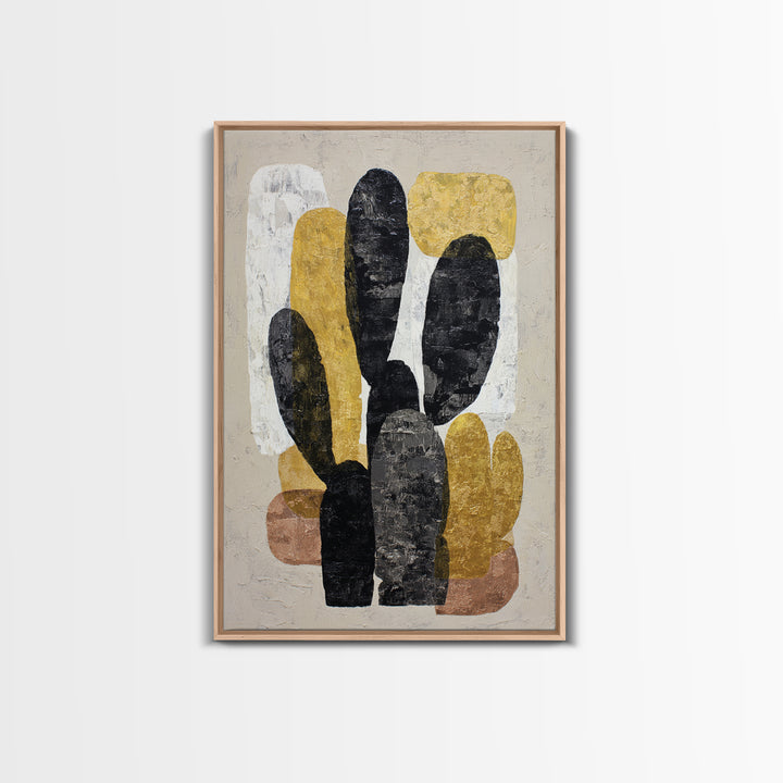 Black and White Cactus Silhouette Framed Canvas Print, Minimalist Art, Minimalist, Living Room Decor, Fine Art, Minimal, MIN-2x3-100
