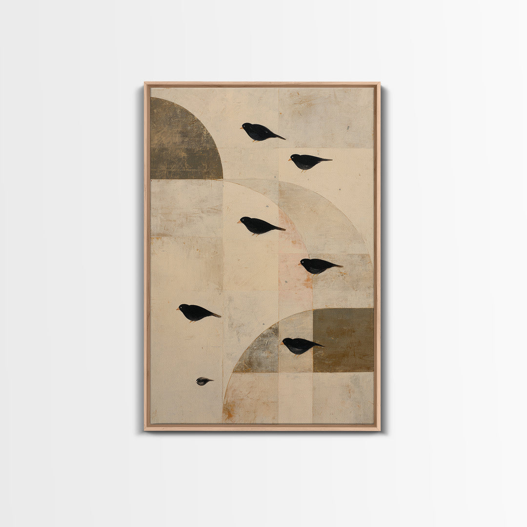 Small Black Bird Crossing White Space Canvas Print, Minimalist Art, Minimalist Decor, Living Room Decor, Fine Art, Minimal, MIN-2x3-15