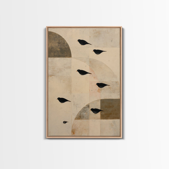 Small Black Bird Crossing White Space Canvas Print, Minimalist Art, Minimalist Decor, Living Room Decor, Fine Art, Minimal, MIN-2x3-15