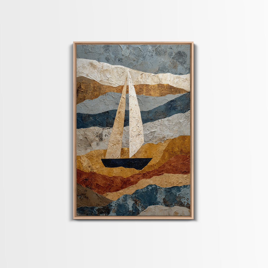 Tiny Sailboat under Open Sky Framed Canvas Print, Minimalist Art, Poster, Living Room Decor, Fine Art, Minimal, Boho, MIN-2x3-22
