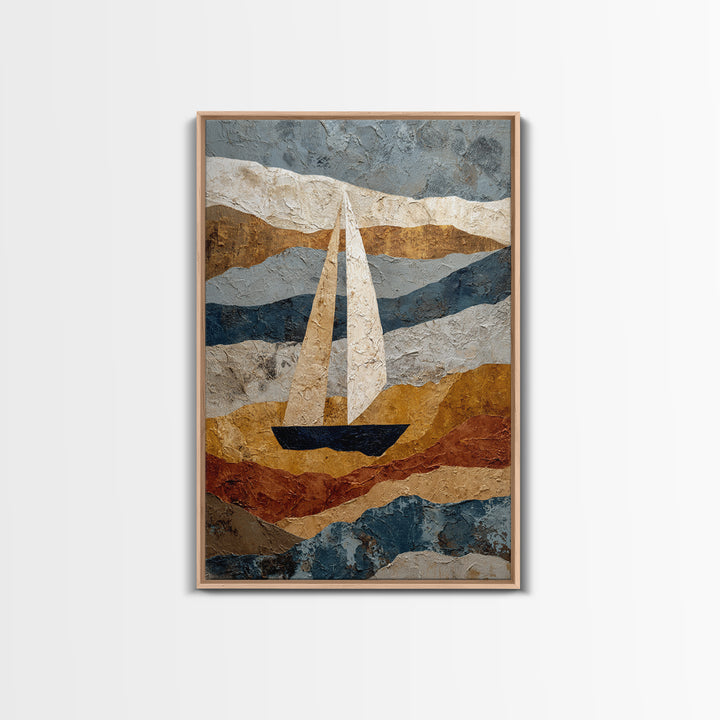 Tiny Sailboat under Open Sky Framed Canvas Print, Minimalist Art, Poster, Living Room Decor, Fine Art, Minimal, Boho, MIN-2x3-22