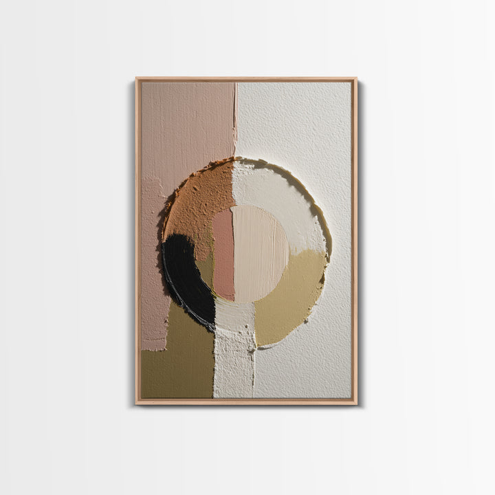 Single Brushstroke Circle Framed Canvas Print, Minimalist Art, Minimalist Decor, Living Room Decor, Fine Art, Minimal, MIN-2x3-30