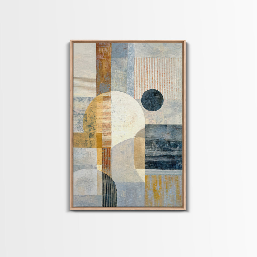 Single Black Circle on Warm Ivory Ground Canvas Print, Minimalist Art, Canvas Tote Bag, Living Room Decor, Minimal, Boho Decor, MIN-2x3-33