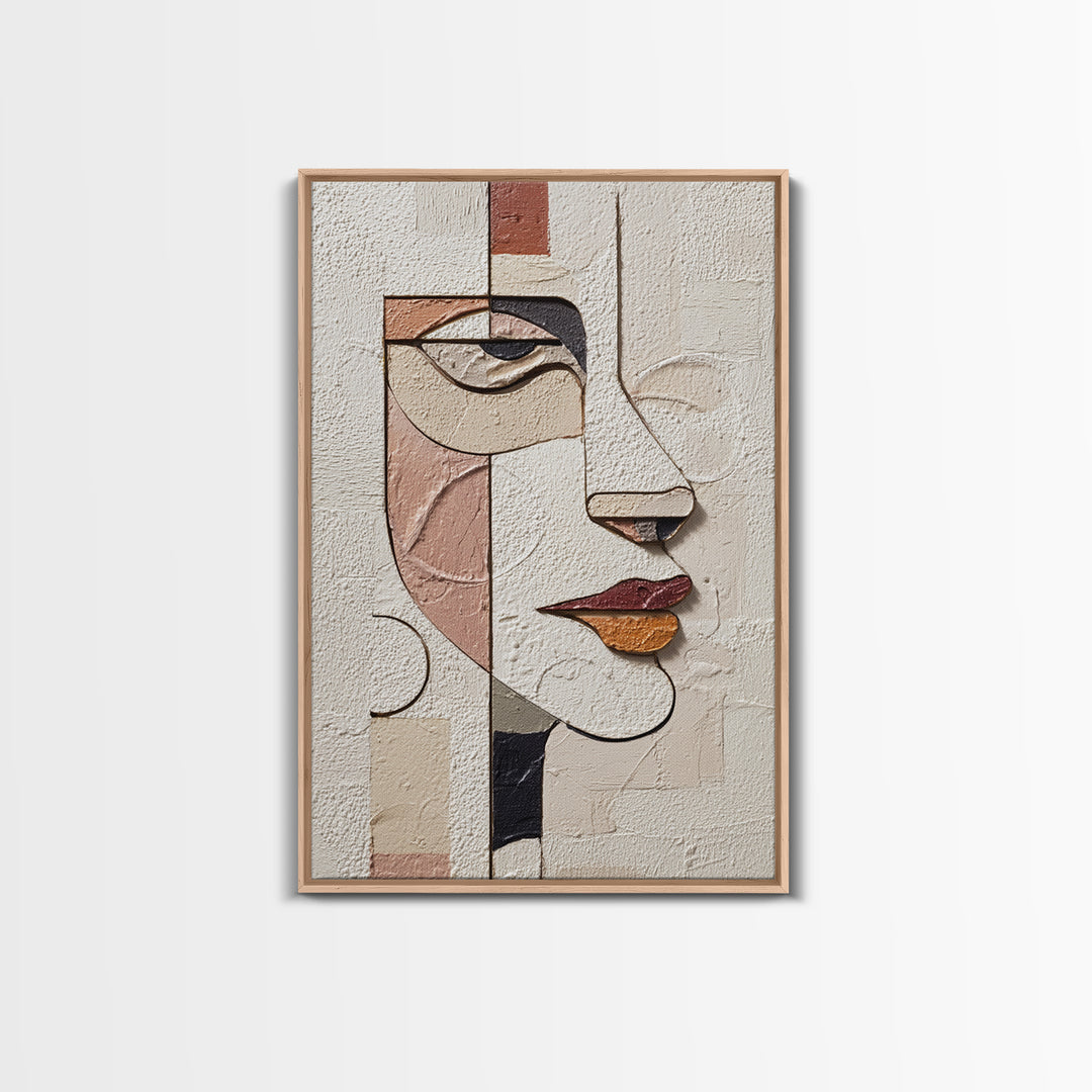 Single Continuous Line Female Face Framed Canvas Print, Minimalist Art, Digital Wall Art, Living Room Decor, Fine Art, Minimal, MIN-2x3-37