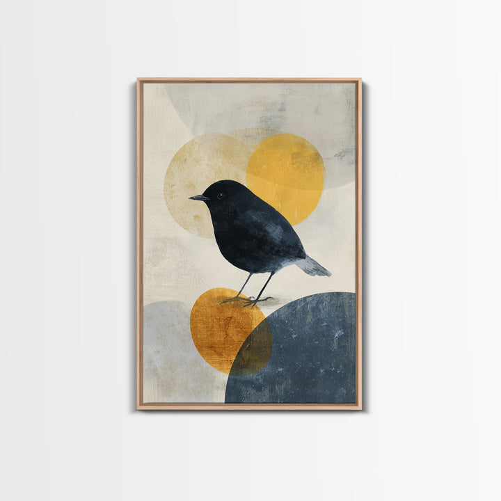 Small Black Bird Crossing White Space Canvas Print, Minimalist Art, Printables, Living Room Decor, Fine Art, Minimal, MIN-2x3-39
