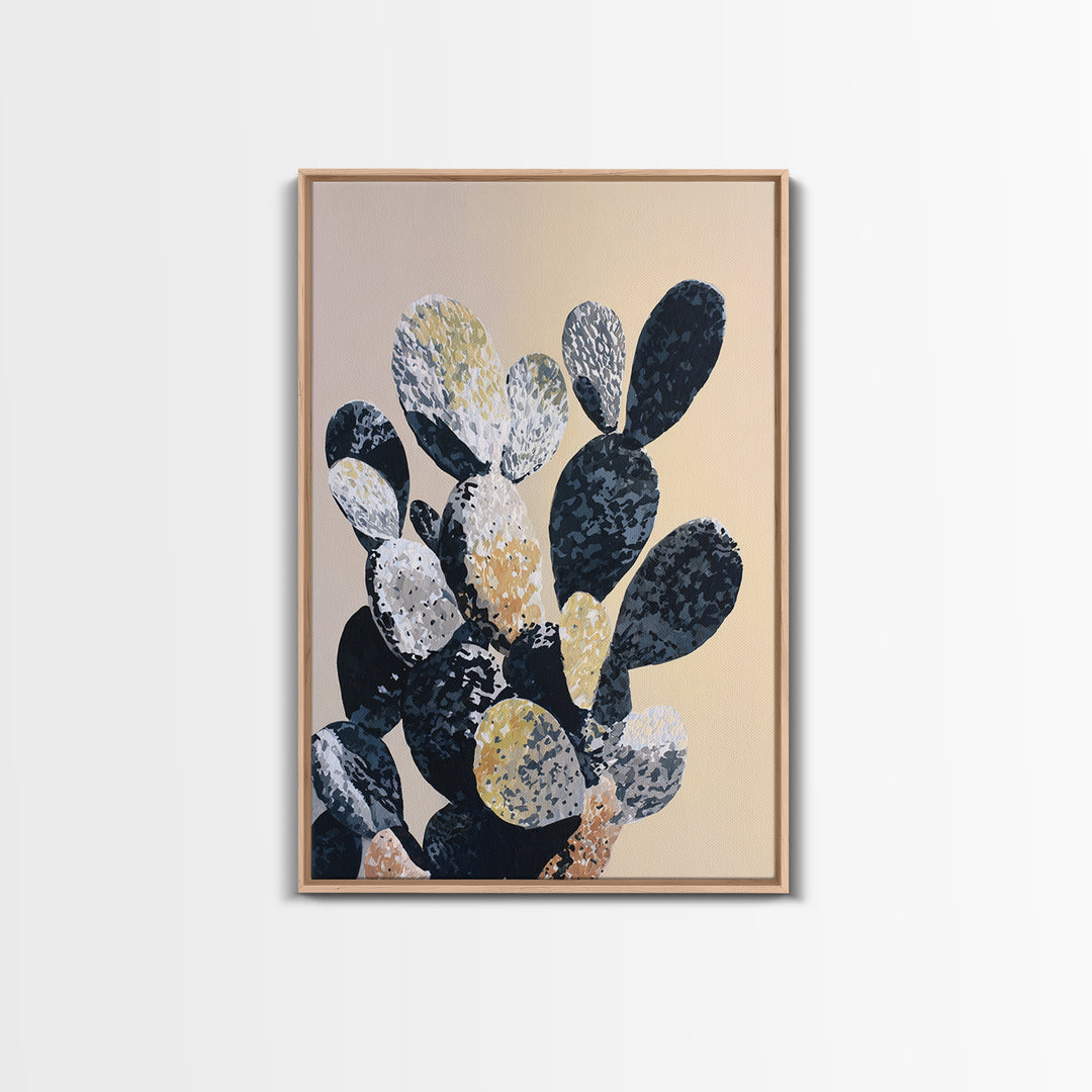 Black and White Cactus Silhouette Framed Canvas Print, Minimalist Art, Contemporary Art, Living Room Decor, Fine Art, Minimal, MIN-2x3-4