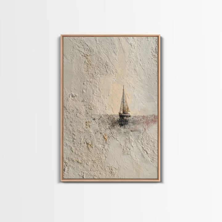 Tiny Sailboat under Open Sky Framed Canvas Print, Minimalist Art, Poster, Living Room Decor, Fine Art, Minimal, Boho, MIN-2x3-46