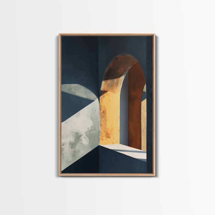 Monochrome Arch and Shadow Composition Framed Canvas Print, Minimalist Art, Minimalist, Living Room Decor, Fine Art, Minimal, MIN-2x3-64