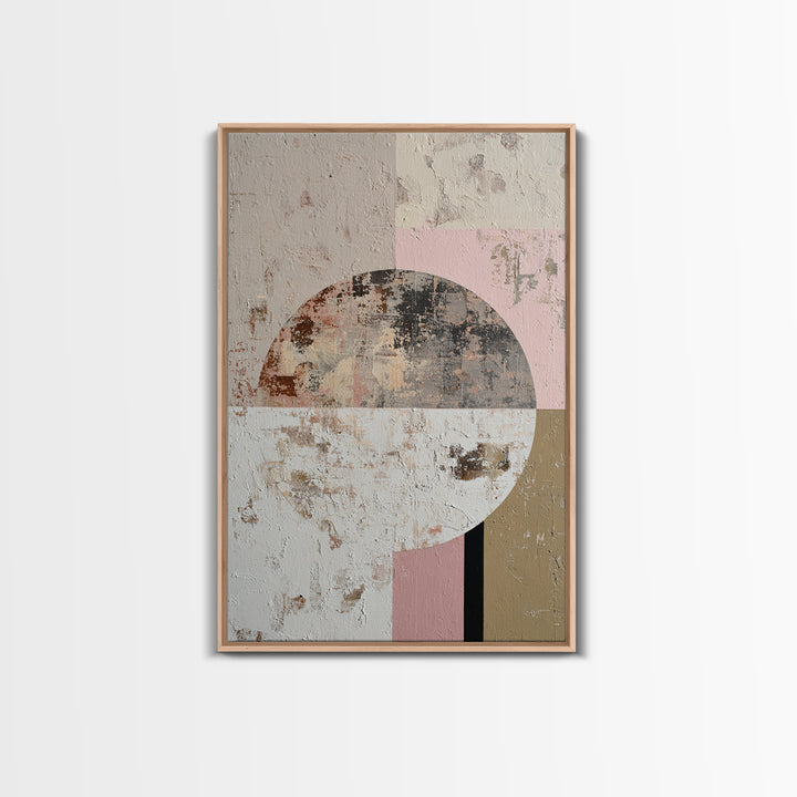 Minimal Moon over a Pale Ocean Canvas Print, Minimalist Art, Black Art, Living Room Decor, Oil Painting, Minimal, MIN-2x3-65