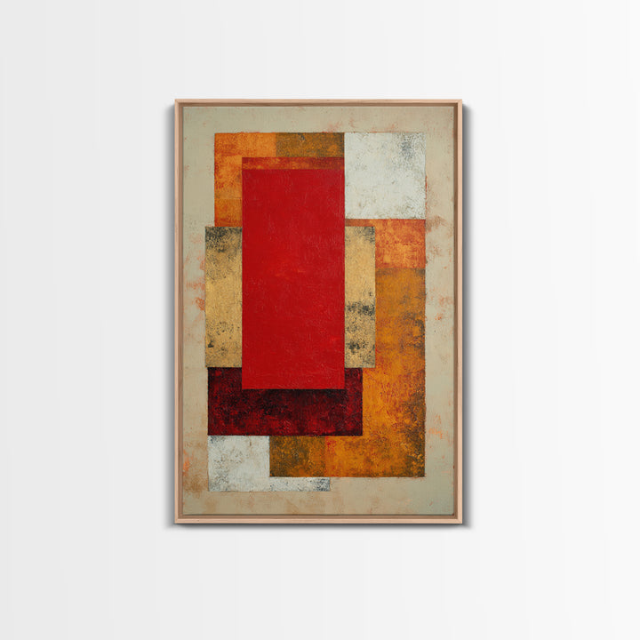One Red Square Balanced Canvas Print, Minimalist Art, Art Prints, Living Room Decor, Oil Painting, Minimal, Printable Art, MIN-2x3-66