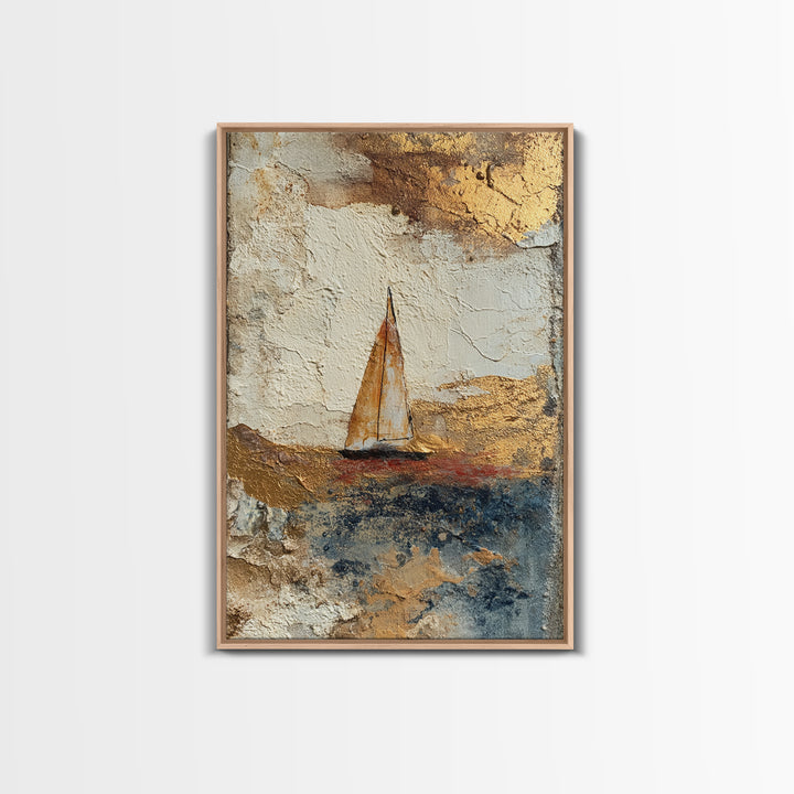 Tiny Sailboat under Open Sky Framed Canvas Print, Minimalist Art, Movie Poster, Living Room Decor, Fine Art, Minimal, MIN-2x3-94