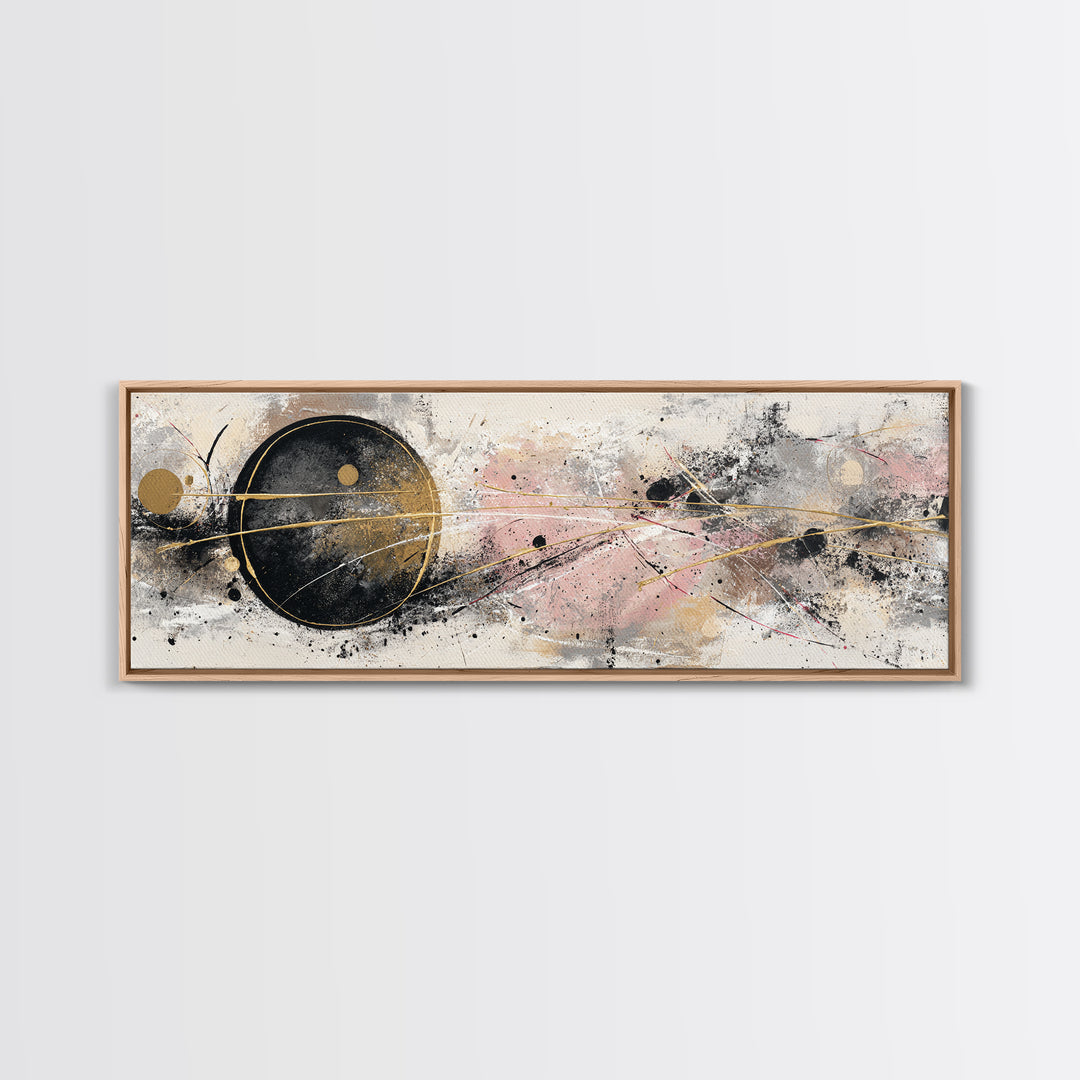 Single Gold Line Curve on Charcoal Canvas Print, Minimalist Art, Boho Wall Art, Living Room Decor, Fine Art, Minimal, MIN-3x1-33
