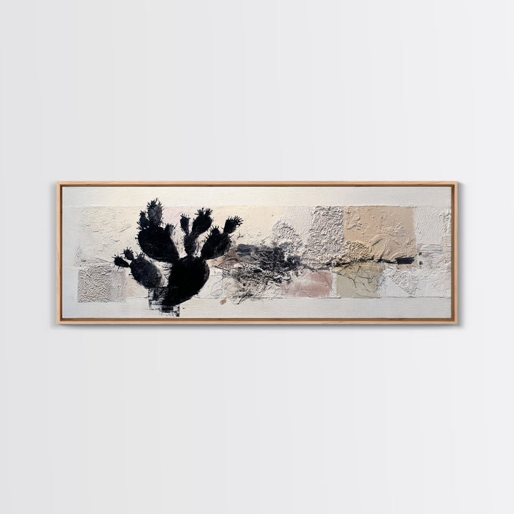 Black and White Cactus Silhouette Canvas Print, Minimalist Art, Gallery Decor, Living Room Decor, Fine Art, Minimal, Wall Art, MIN-3x1-36