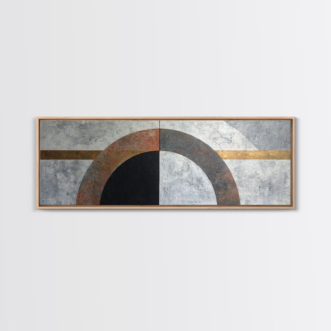 Monochrome Arch and Shadow Composition Framed Canvas Print, Minimalist Art, Poster, Living Room Decor, Fine Art, Minimal, MIN-3x1-72