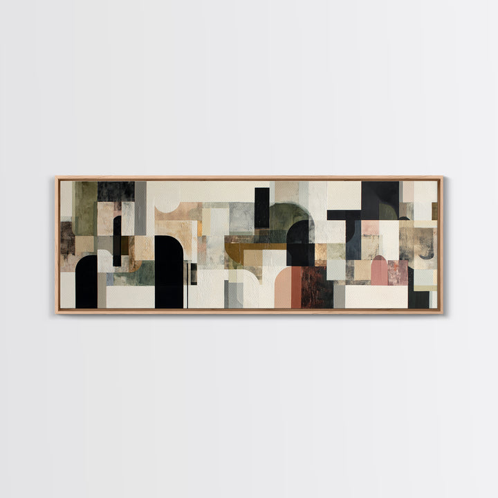 Monochrome Arch and Shadow Composition Canvas Print, Minimalist Art, Textured Painting, Living Room Decor, Fine Art, Minimal, MIN-3x1-96