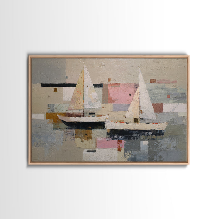 Tiny Sailboat under Open Sky Framed Canvas Print, Minimalist Art, Movie Poster, Living Room Decor, Fine Art, Minimal, MIN-3x2-18