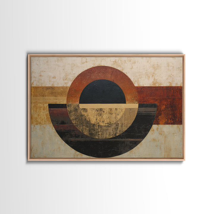 Single Black Circle on Warm Ivory Ground Canvas Print, Minimalist Art, Modern Decor, Living Room Decor, Fine Art, Minimal, MIN-3x2-29