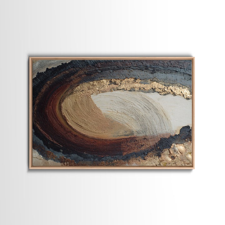 Single Brushstroke Circle Framed Canvas Print, Minimalist Art, Abstract Wall Art, Living Room Decor, Oil Painting, Minimal, MIN-3x2-50