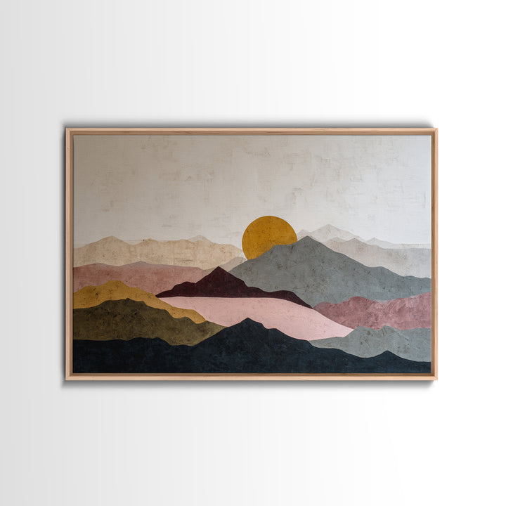 Thin Line Mountain Framed Canvas Print, Minimalist Art, Abstract Art, Living Room Decor, Fine Art, Minimal, Modern Art, MIN-3x2-6