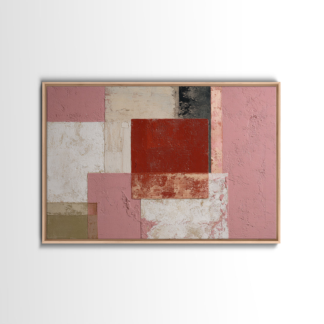 One Red Square Balanced Canvas Print, Minimalist Art, Digital Print, Living Room Decor, Fine Art, Minimal, Gallery Decor, MIN-3x2-62
