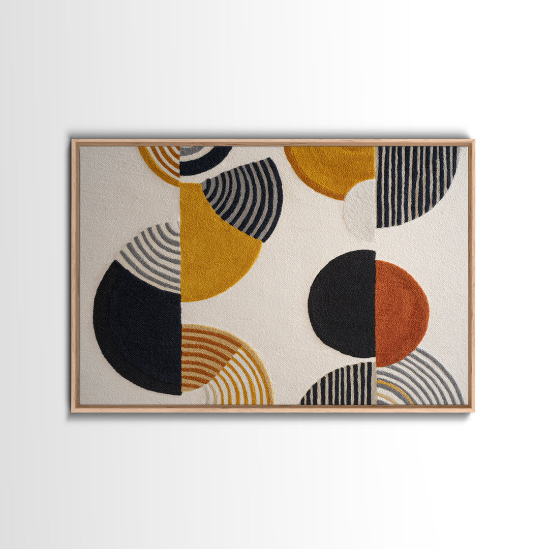Single Black Circle on Warm Ivory Ground Framed Canvas Print, Minimalist Art, Room Decor, Living Room Decor, Fine Art, Minimal, MIN-3x2-77