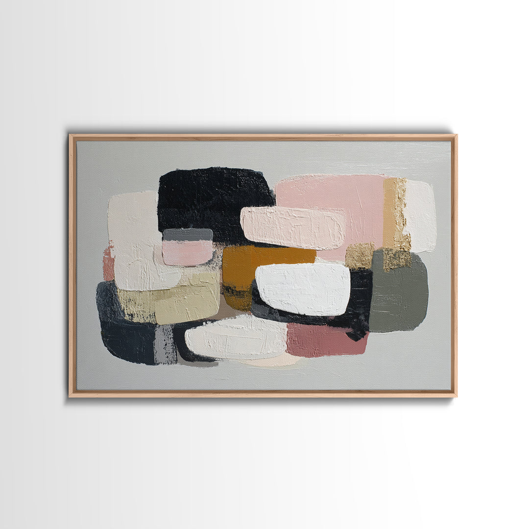 Quiet Stone Stack Framed Canvas Print, Minimalist Art, Poster, Living Room Decor, Fine Art, Minimal, Boho, Canvas Tote Bag, MIN-3x2-87