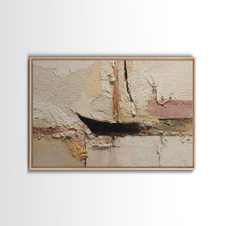 Tiny Sailboat under Open Sky Framed Canvas Print, Minimalist Art, Japanese Wall Art, Living Room Decor, Fine Art, Minimal, MIN-3x2-90