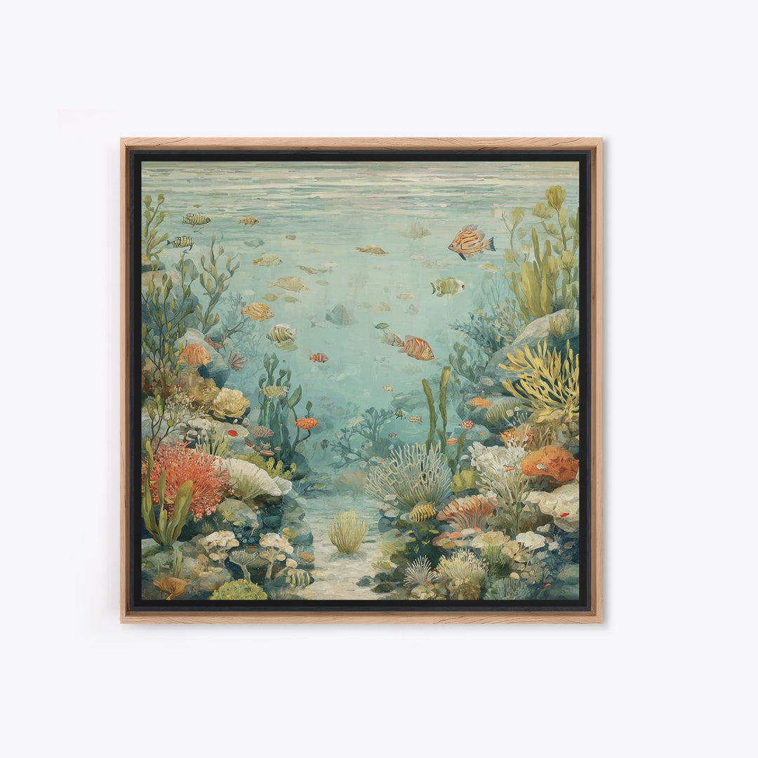 Coral Reef Panorama Canvas Print, Marine Life Art, Handmade Art, Living Room Decor, Fine Art, Marine, Textured Painting, MLA-1x1-81
