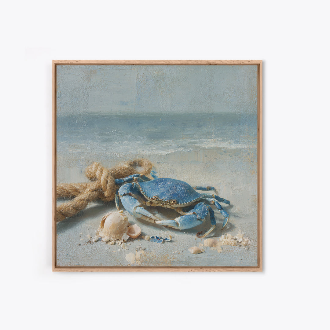 Blue Crab with Painterly Shell Texture Canvas Print, Marine Life Art, Modern, Living Room Decor, Oil Painting, Marine, MLA-1x1-82