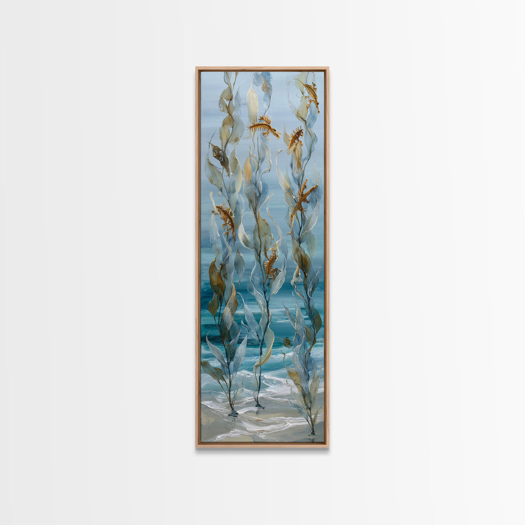 Sea Dragon Drifting Among Kelp Framed Canvas Print, Marine Life Art, Ocean Prints, Living Room Decor, Fine Art, Marine, MLA-1x3-53