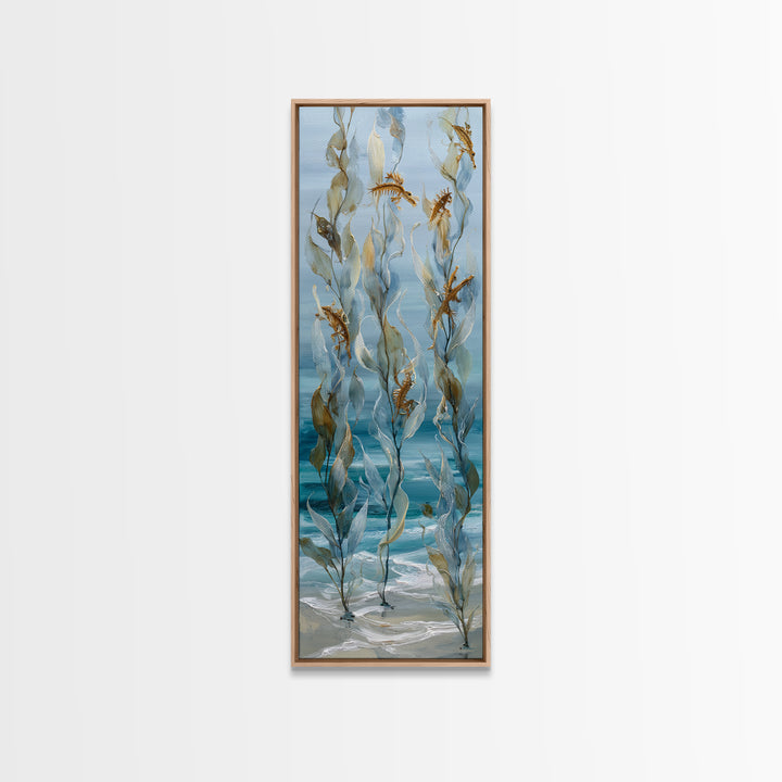 Sea Dragon Drifting Among Kelp Framed Canvas Print, Marine Life Art, Ocean Prints, Living Room Decor, Fine Art, Marine, MLA-1x3-53
