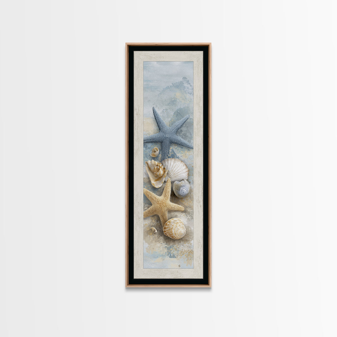 Starfish and Shells Natural Specimen Layout Canvas Print, Marine Life Art, Fine Art Print, Living Room Decor, Fine Art, Marine, MLA-1x3-73