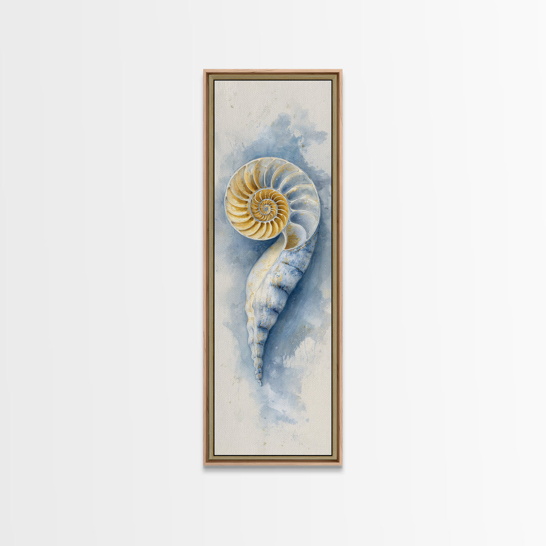 Nautilus Shell Study Canvas Print, Marine Life Art, Coastal Decor, Living Room Decor, Fine Art, Marine, Fish Art, Ocean Decor, MLA-1x3-95