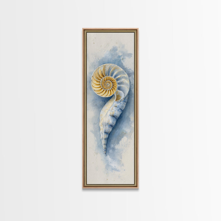 Nautilus Shell Study Canvas Print, Marine Life Art, Coastal Decor, Living Room Decor, Fine Art, Marine, Fish Art, Ocean Decor, MLA-1x3-95