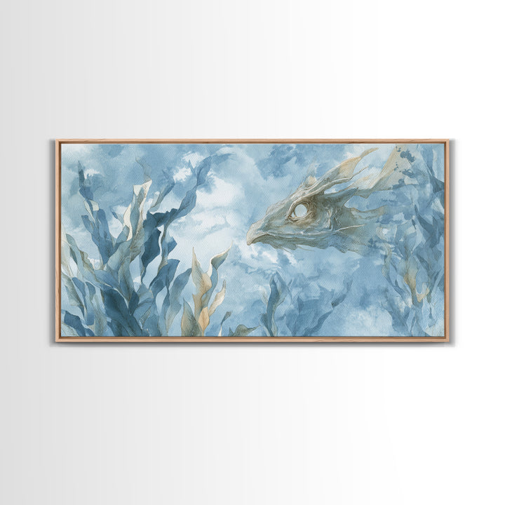 Sea Dragon Drifting Among Kelp Framed Canvas Print, Marine Life Art, Home Decor, Living Room Decor, Fine Art, Marine, MLA-2x1-13