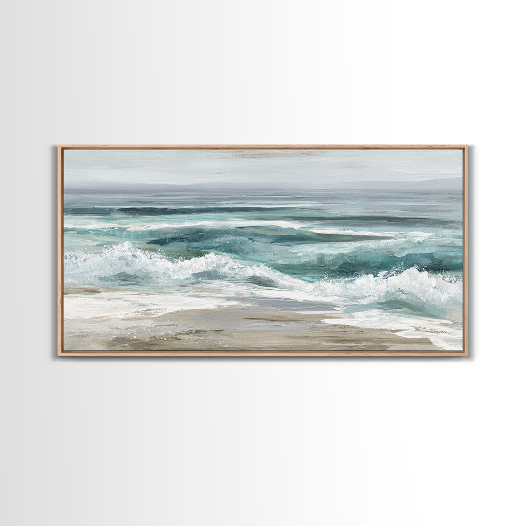 Orca Beneath Northern Lights Framed Canvas Print, Marine Life Art, Textured Painting, Living Room Decor, Fine Art, Marine, MLA-2x1-28
